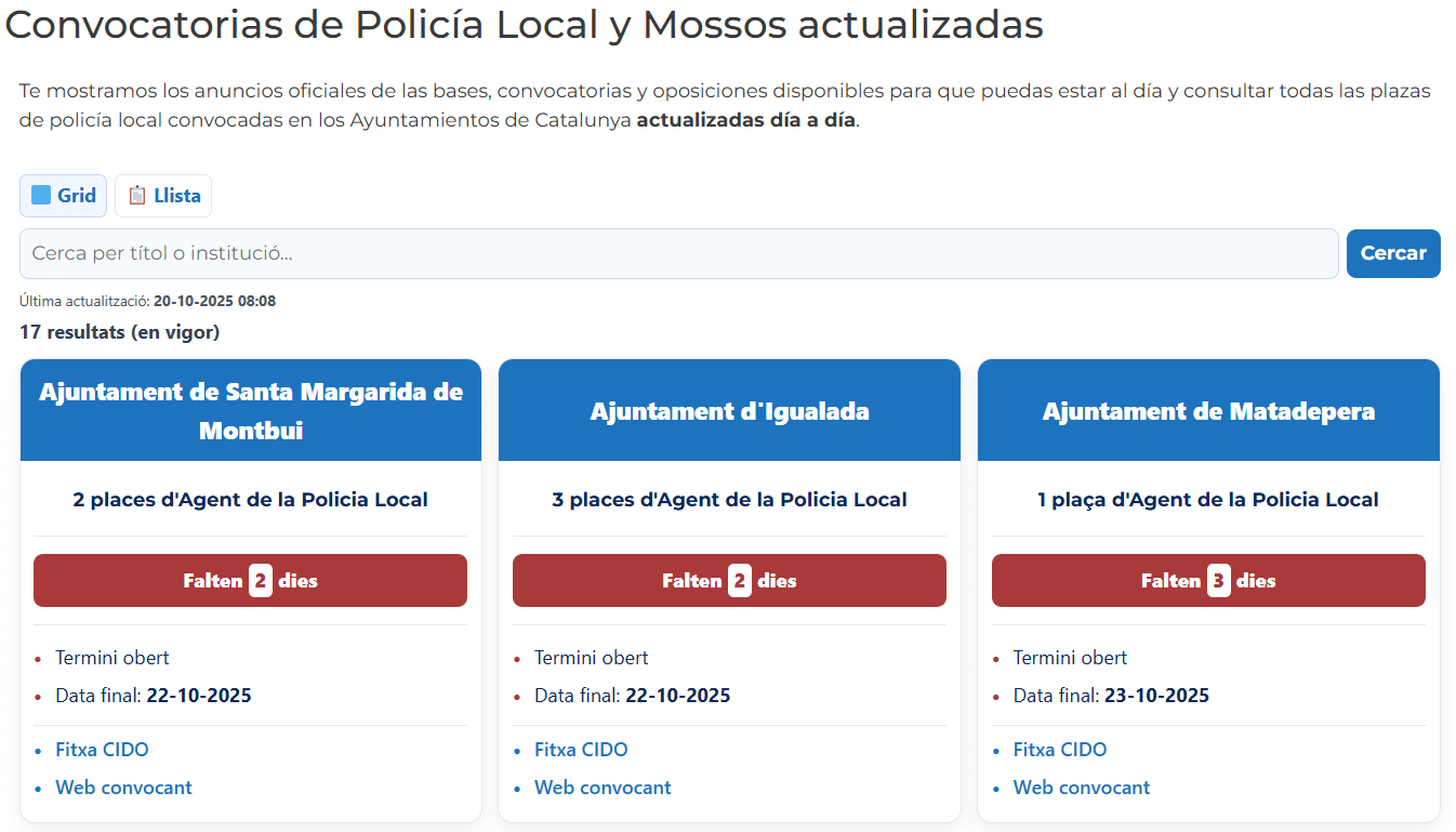 convocatorias policia local catalunya